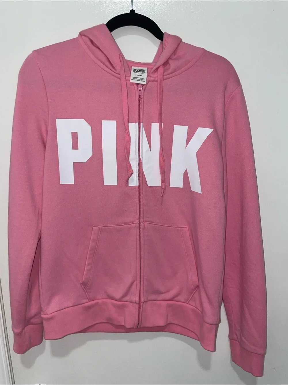 PINK Victoria's Secret Pink Zip Hoodie & Joggers Set with White Logo